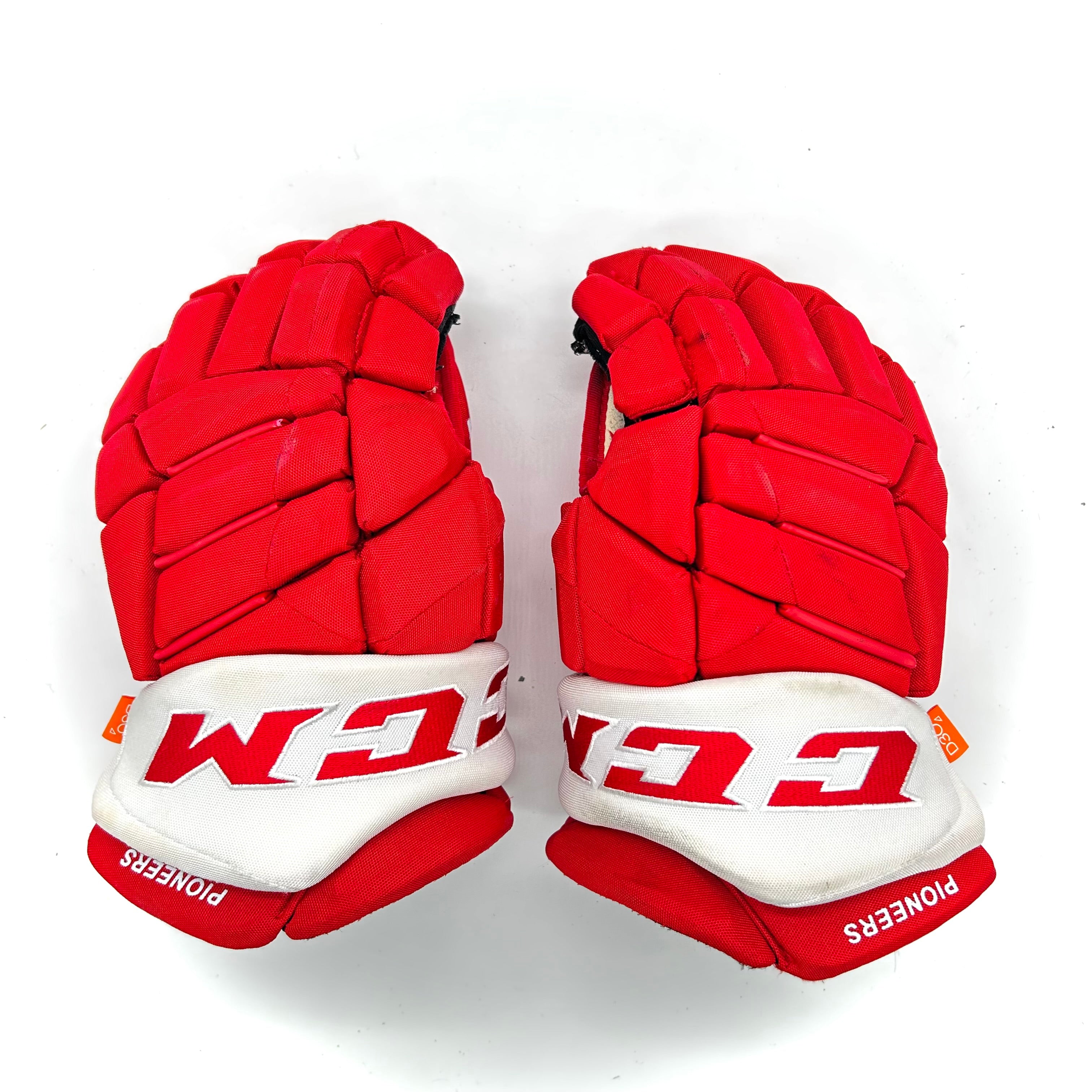 CCM HGJS - Gants Pro Stock d'occasion (rouge/blanc)